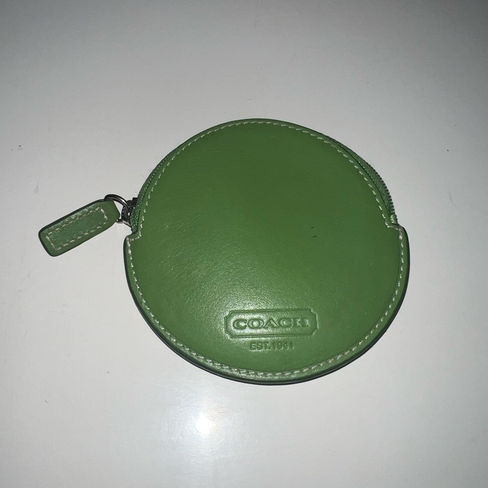Vintage Coach Green Coin Purse 3.5” Round